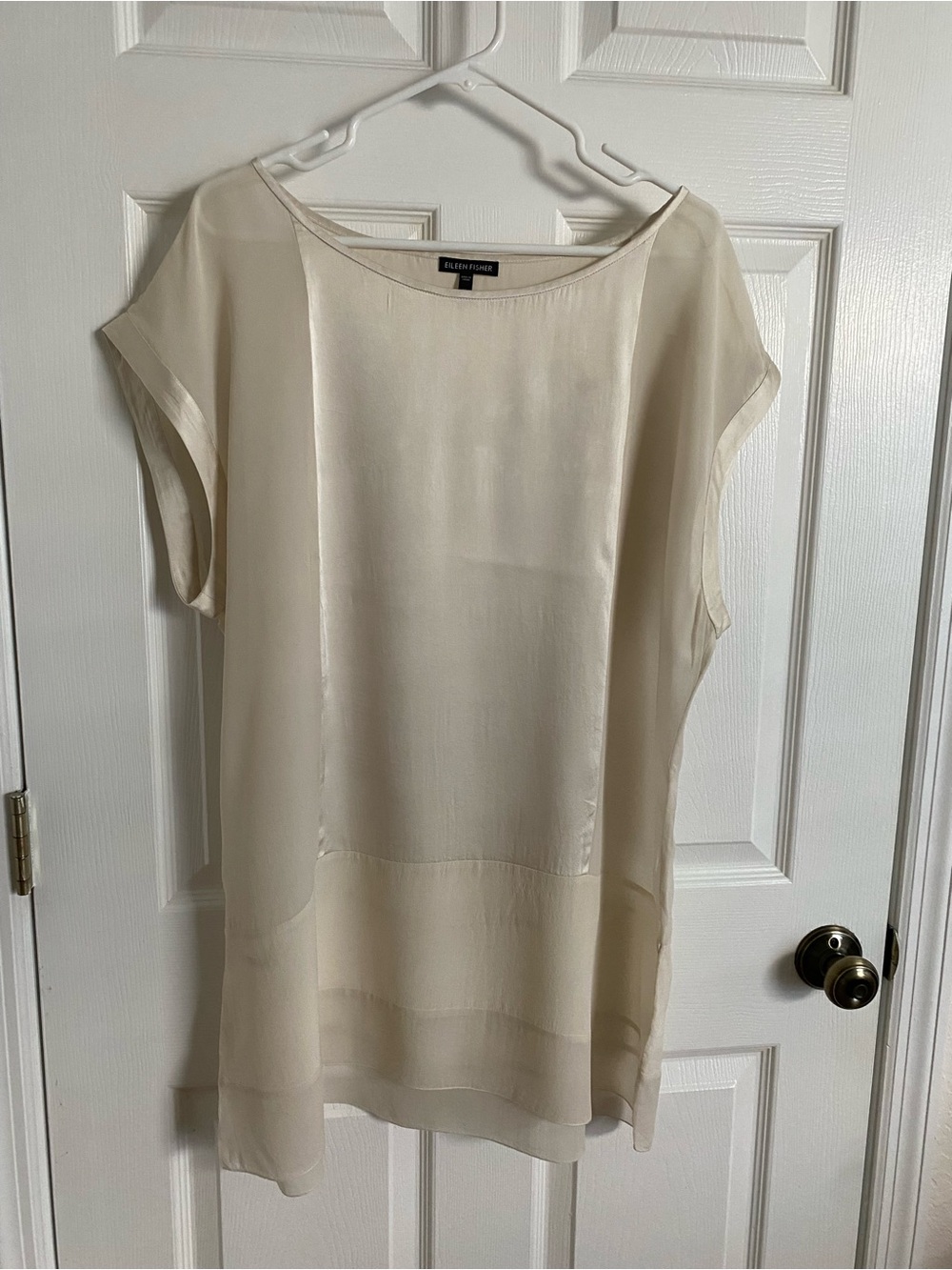 Eileen Fisher Cream 95% Silk Tunic Top – Size XL